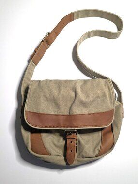 L.L. Bean canvas & leather trim bag
